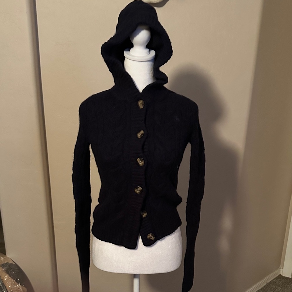 Abercrombie & Fitch Black Hooded Sweater